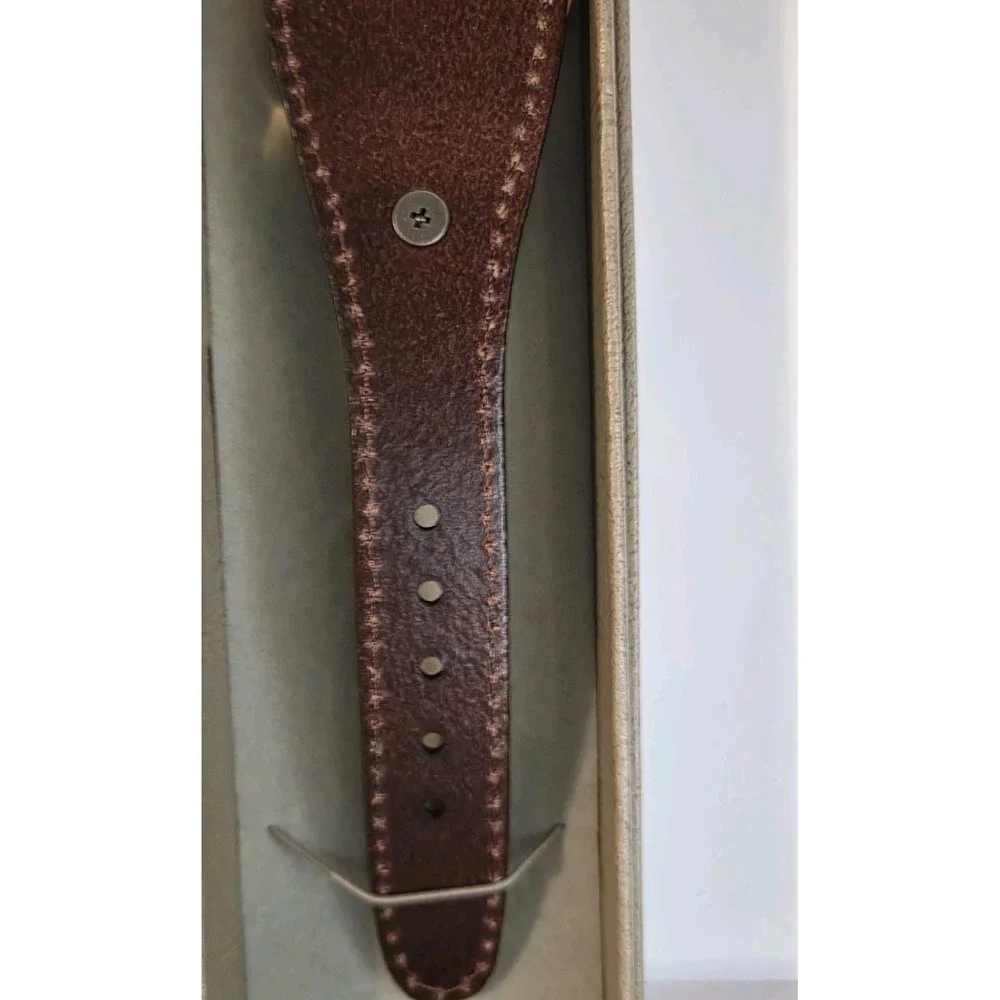Vintage Dark Brown Leather-Look Eiffel‎ Tower Casual Wrist Watch